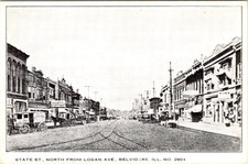 Belvidere IL Illinois STATE STREET SCENE Boone County ca1920's B&W Postcard picture