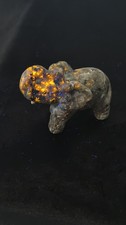 Hand-Carved Yooperlite Elephant Figurine Fluorescent Sodalite Syenite 2.83 inch picture