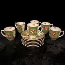 Rare Vintage Schumann Bavaria Demitasse Set (12 PCS)  Floral Gold Tea Set- 10155 picture
