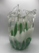 Vintage Crowncraft Hand blown vase (green/white/clear) picture