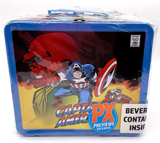 Captain America PX Exclusives Metal Lunch Box with Beverage Container Tin Titans picture