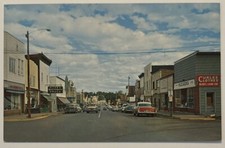 Ontonagon Michigan MI Street Scene Vintage Cars Signs River St Vtg Postcard picture