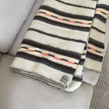 Vintage Huancatex Wool Blanket Peru Inca Mayan Llama Brown Couch Throw 74x62