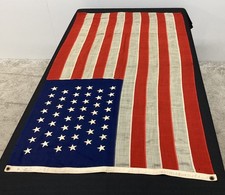 Antique Flag 46 Stars 4' x 7' circa 1908 All Sewn pieced & Double Applique Stars picture