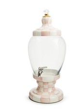 MacKenzie Childs Rosy Check Pink and white Enamel Beverage Hostess NIB picture
