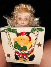Hand Painted Ceramic/Porcelain Christmas Angel Figurine, Multicolor picture