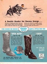 Nocona Western Cowboy Boots Coco Spur Mate Roping Bucking Horse Vtg Print Ad picture