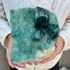 5.5lb NATURAL Green Cube FLUORITE Quartz Crystal Cluster Mineral Specimen picture