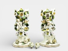 1890 German Porcelain Cherub and Rose Vases Lamps Body picture