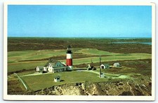 Sankaty Head Light Nantucket Island MA aerial view postcard picture