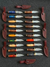 Wholesale Lot of 20 Damascus Steel Handmade 6'' Skinner Hunting Knives W/Sheaths picture
