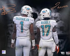 Tua Tagovailoa And Jaylen Waddle Autographed Miami Dolphins (Spotlight) 16x20 Ph picture
