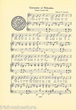 UNIVERSITY OF NEBRASKA Vintage Fight Song w School Seal c1937 The Cornhusker picture