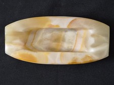 Onyx Marble Oblong Ashtray Vintage Cream Amber Stone 8.25
