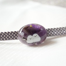 Amethyst Shima-enaga Bird Kimono Obidome February Birthstone– Japanese Handmade picture