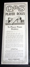 1918 OLD WWI MAGAZINE PRINT AD, Q-R-S PLAYER PIANO ROLL, PLAYER OWNERS PREFERED picture