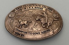 1965 E Texas St College Rodeo Sterling Silver Nelson Silvia Trophy Belt Buckle picture