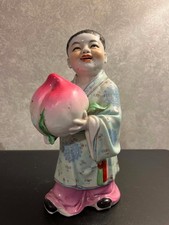 Antique Chinese Porcelain Longevity Figurine Boy Holding Peach 9