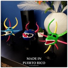 Pack of 3 Vejigante Masks Puerto Rico 7.5 inches tall (desk or wall decor) picture