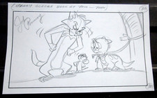 SIGNED TOM JERRY dinosaur cat mouse ORIGINAL PRODUCTION STORYBOARD cel DRAWING picture
