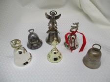 Vintage Brass, Silverplate and Metal Bell Collection Lot of 6 Hand Bells picture