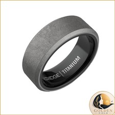 The Ridge Stonewashed Titanium Beveled Ring Comfort Fit Wedding Band - 7 RTIS7 picture