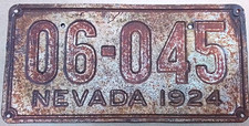 Vintage 1924 Nevada License Plate 06-045 picture