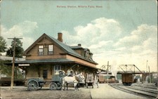 Miller's Falls MA Railway Station Newvochrome c1900s-10s Vintage Postcard picture