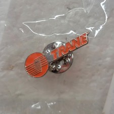 Trane Pinback Button Logo Lapel Hat Pin Metal Vintage HVAC Orange Logo AC picture