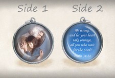 Jesus Strength Bible Quote Psalm 31:24 Catholic Medal Religious Christian picture