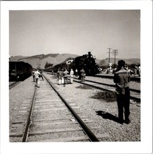 1940s California Railfan Photograph - Streamlined Steam Locomotive & Excursion picture