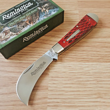 Remington 2023 Hawkbill Bullet Folding Knife 440 Steel Blade Red Jigged Bone picture