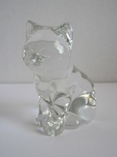 Clear Glass Sitting Cat Kitten Paperweight Figurine picture