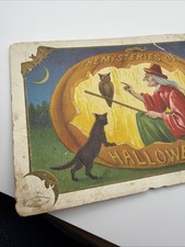 HALLOWEEN POSTCARD EMBOSSED 1912 Series 804 N.W. TAGGART 1908 Witch Owl Cat Bats picture