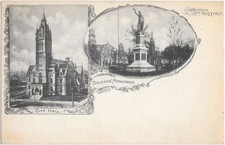 Greetings from Holyoke MA City Hall Soldiers Monument c1905 Postcard picture