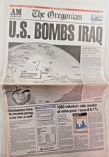 The Oregonian - Jan. 17, 1991 - US BOMBS IRAQ -  NEWSPAPER picture