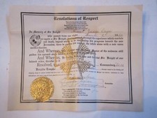 1932 RESOLUTIONS OF RESPECT KNIGHTS TEMPLAR CERTIFICATE - OFC-2 picture