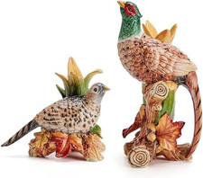 Fitz and Floyd Fall Harvest Pheasant Ceramic Figurine Candleholders, Set of 2, 1 picture
