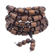 9-10mm Grade A Natural Wood Bracelet Rosary Men Woman Round Bucket Prayer Beads picture