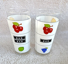 2-VTG Slot Machine Drinking Glasses MCM Bars & Fruit Collectible Casino Decor picture