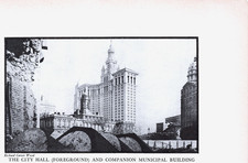 1939 NY City Hall With Bell Tower & Municipal Buildings 7.5 x 5