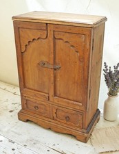 Vintage Wooden Mini Storage Cabinet Original Old Fine Hand Crafted Carved picture