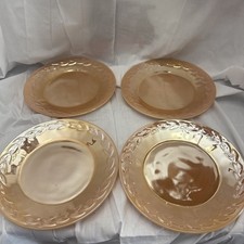 Lot Of 4 Vintage Anchor Hocking Peach Lustre Laurel Rim Fire King Bowl Plates 9” picture