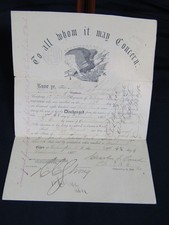 ANTIQUE 1865 CIVIL WAR ARMY SOLDIER DISCHARGE DOCUMENT picture