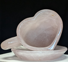 Rose Quartz Miscellaneous Heart Cup And Dish  Plate Crystal Gemstone Chakra  picture