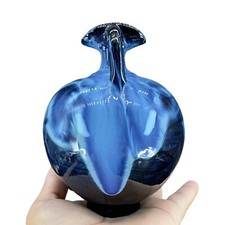 Hand Made Studio Art Pottery Vase Jug Drip Glaze Red ware Blue Black HandCrafted picture