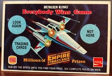 1980 BURGER KING EVERYBODY WINS GAME THE EMPIRE STRIKES BACK Game Card picture