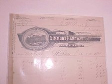 1894 SIMMON'S HARDWARE CO. KEEN KUTTER Receipt Billhead Letterhead picture