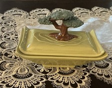 Vintage 1949 Florence Ceramics Ming Bonsai Tree Cigarette Vanity Box Early Rare picture