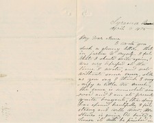 1875 Letter from Syracuse, NY picture